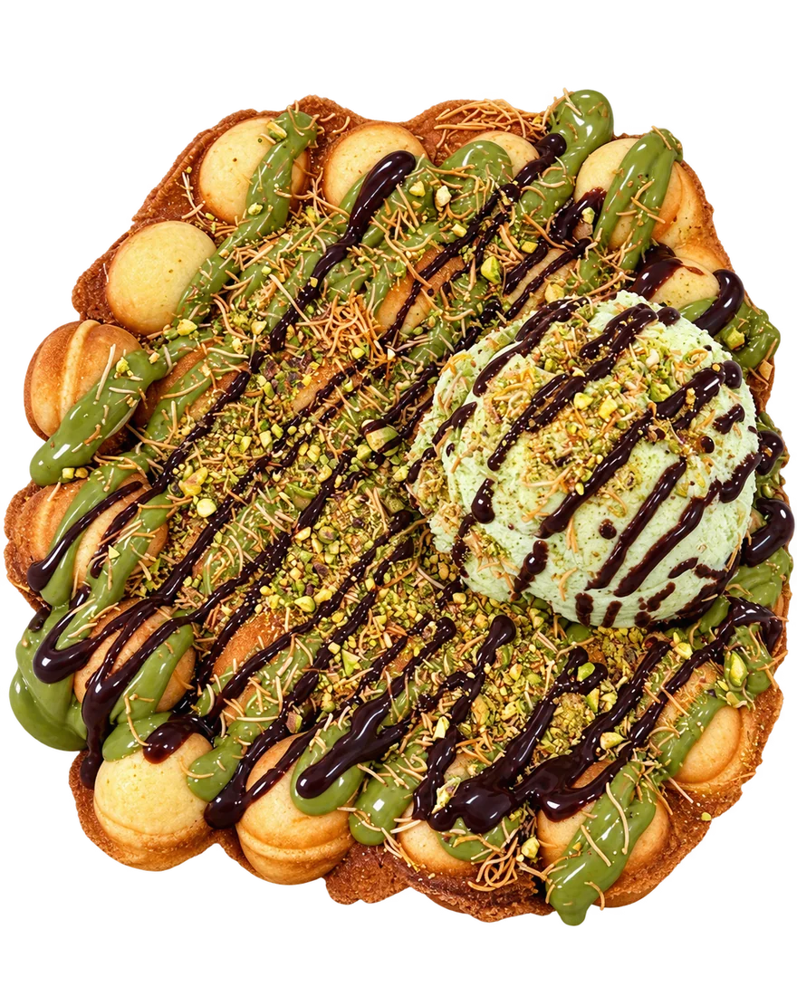 Pistachio bubble waffle